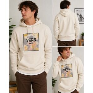 Vans Hoodie Mens Medium Cream Tie Dye Box Logo Off The Wall Pullover Pocket